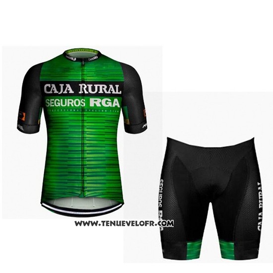 2019 Maillot Ciclismo Caja Rural Vert Noir Manches Courtes et Cuissard